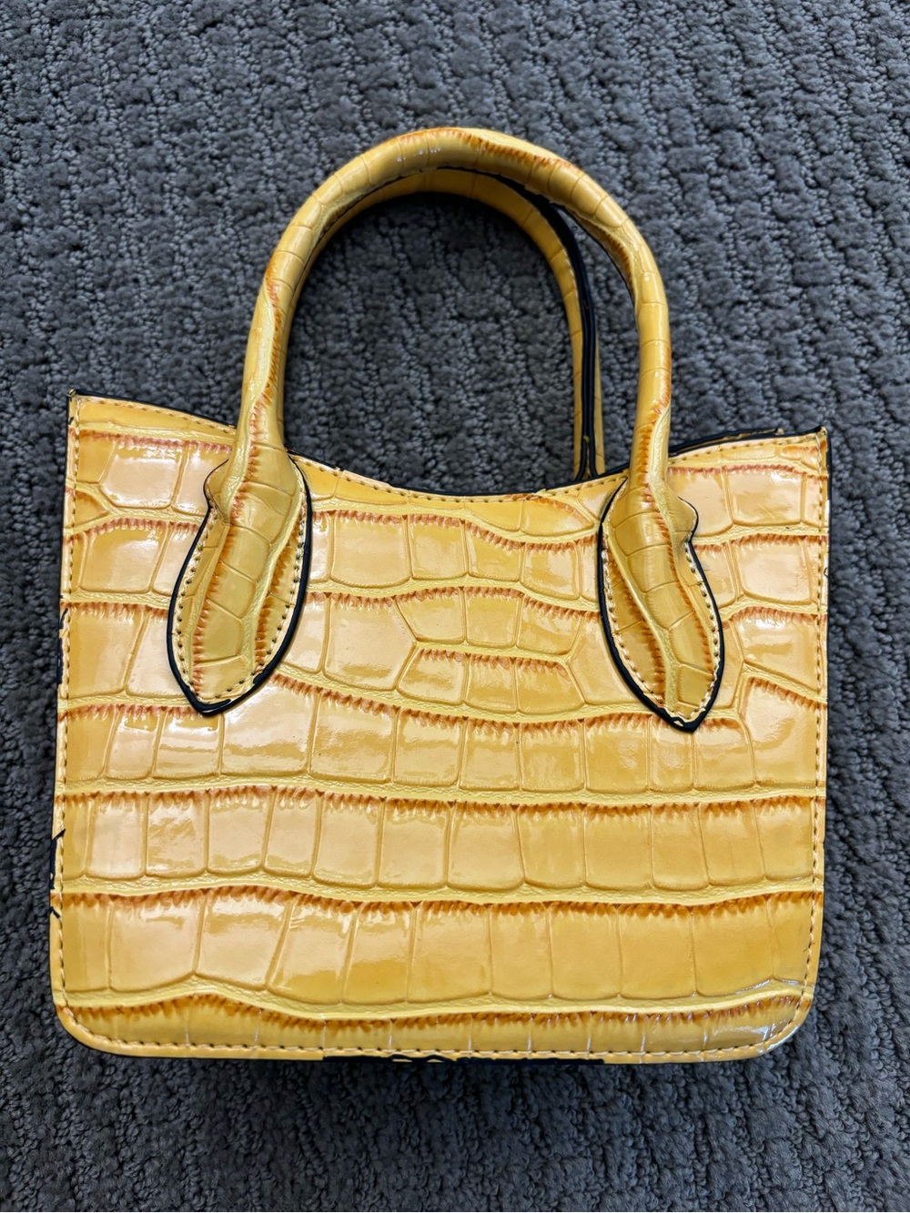 Yellow Croc-Embossed Mini Tote Bag